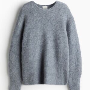 H&M premium selection Mohair Sweater - medium, light blue grey NWT